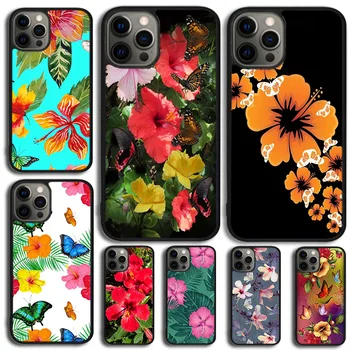 Бабочки Гибискус Цветы Чехол Для Телефона Для iPhone 15 14 SE 2020 XR XS 11 12 13 Mini Pro MAX 6 7 8 Plus