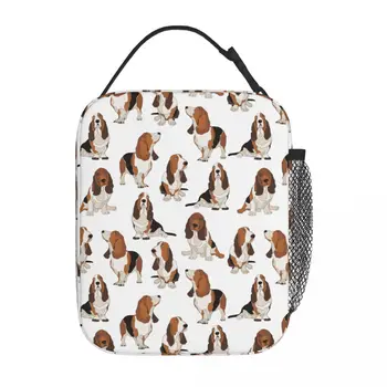  Бассет-хаунд Собаки Термоизолированная сумка для ланча для путешествий Портативная коробка Bento Мужчины Женщины Термокулер Коробка для еды