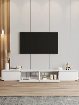  белый тумба под телевизор из массива дерева современная простая гостиная минималистичный кремовый стиль тумба под телевизор