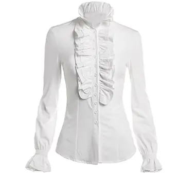 Блузка офисные пуговицы рубашки 2XL белый черный 2023 весна и осень женщины новая оборка отделка расклешенный рукав рубашка с длинными рукавами