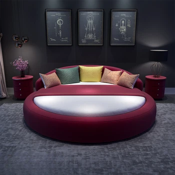 Большая круглая кровать в европейском стиле с современной и минималистичной тематикой, электрический отель, спальня принцессы, свадьба пары