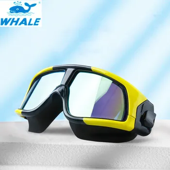 Брендовые очки для плавания для мужчин и женщин Очки HD с покрытием Анти-Запотевание UV400 Большая рама для взрослых Спорт Водонепроницаемые силиконовые очки для плавания