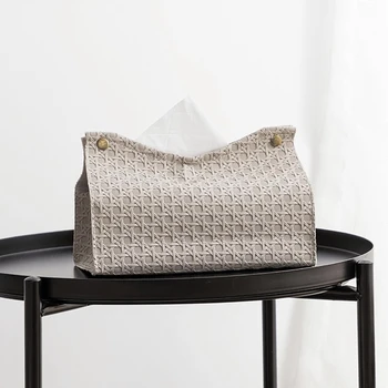  Бытовая гостиная Teapoy Стол PU Leather Tissue Box Nordic Simple Plain Paper Box