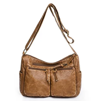 Винтажная женская сумка через плечо Сумка-мессенджер 2022 Модный бренд Кожаная женская сумка Сумка Большая женская сумочка