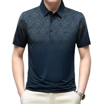 Высококачественная тренировочная рубашка для гольфа Роскошная модная футболка с коротким рукавом и лацканом Деловая повседневная Обычная посадка Офисная работа Мужская одежда