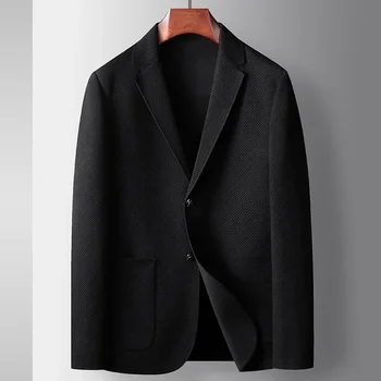Высококачественный зимний мужской блейзер Элегантный роскошный формальный деловой костюм Пиджак Дизайнерский однотонный коричневый черный пальто Платье M-4XL