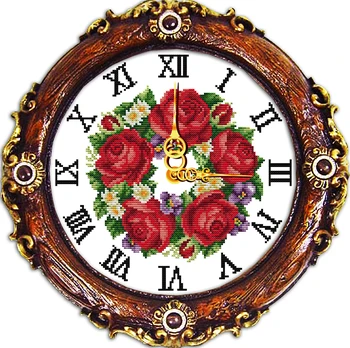 Гирлянда из роз набор для вышивки крестом 14ct 11ct count print canvas настенные часы вышивка DIY рукоделие ручной работы