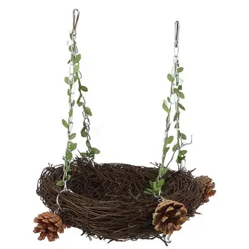 Гнездо для попугаев Conure Гнездо для клетки Теплое птичье гнездо Расслабьте своего попугая с помощью соломенной веревки Материал и металлический крючок, помогающий птицам
