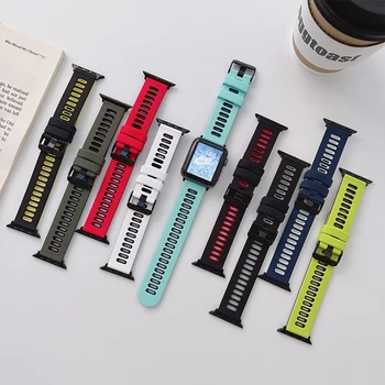 Двухцветный силиконовый ремешок для Apple Watch Band Ultra 49 мм 8 7 45 мм 41 мм Браслет для iWatch Series 6 5 4 3 SE 44 мм 40 мм 42 мм 38 мм