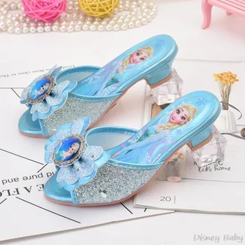 Детские тапочки на высоком каблуке Sofia стеклянные туфли с бантом корейское издание девушка принцесса прекрасная рыбка рот крутые тапочки