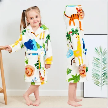 Детский фланелевый халат, мягкая пижама, пижама для подростка, мультяшная одежда для детей, девочек и мальчиков