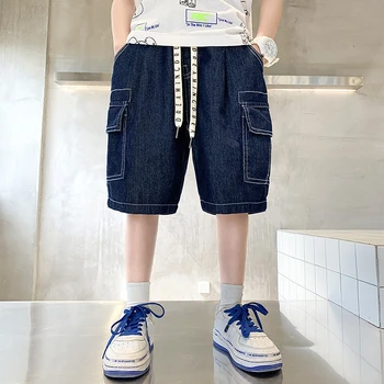 Джинсовые шорты для мальчиков 2023 Лето Новый корейский стиль Средний и большой Детские повседневные пятые брюки Детские брюки Джинсовые шорты