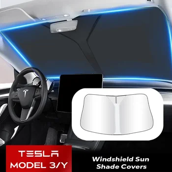 Для Tesla Model 3 Y Автомобильное лобовое стекло Солнцезащитные козырьки Автомобильные козырьки переднего стекла Солнцезащитный крем Зонтик Солнцезащитный козырек Кемпинг Пешие прогулки