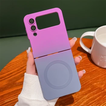 Для чехла для телефона Magsafe Градиентный цвет Матовый мягкий силиконовый складной для Samsung Galaxy Z Flip 4 3 Магнитная крышка для беспроводной зарядки