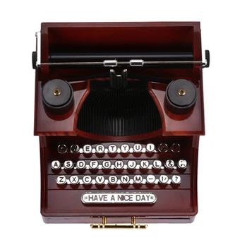 Домашняя ретро Винтажная пишущая машинка Музыкальная шкатулка для домашней комнаты Офисное механическое украшение Дети Ретро Музыкальная шкатулка