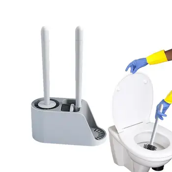 Ершик для унитаза с держателем Силиконовая щетка для ванной комнаты с держателем Инструмент для чистки ванной комнаты Многоразовая щетка для чистки силиконовой головки