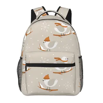 Женский рюкзак Зимние птицы Модная сумка для женщин Мужская школьная сумка Книжная сумка Mochila