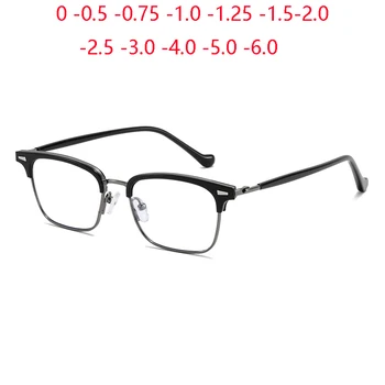 Женщины Мужчины Винтажные очки для блокировки синего света с цилиндрическими металлическими очками для близорукости Женщины 0 -0.5 -0.75 до -6