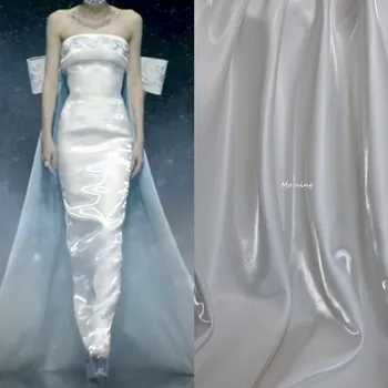  жидкая вода глянцевая атласная ткань белая ультра яркая мода свадебное платье юбка брюки diy детская одежда дизайнер для шитья ткани