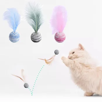 Забавная кошка Игрушка Звездный мяч плюс перо EVA Материал Легкий пенопластовый мяч Метательная игрушка Легкие нетоксичные интерактивные принадлежности для домашних животных