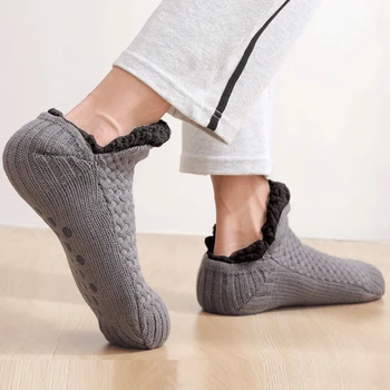 Зимние носки для лодыжек Сплошной цвет Удобный толстый напольный носок Простой теплый носок для взрослых Высокое качество Мужской Женский Носок для помещений
