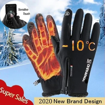Зимние перчатки Водонепроницаемый Тепловой Сенсорный Экран Тепловые Ветрозащитные Теплые Перчатки Холодная Погода Бег Спорт Походы Лыжные Перчатки