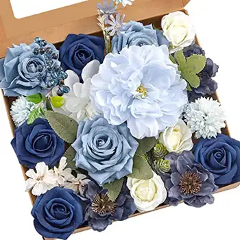 искусственные цветы поддельные пыльно-синие цветы пиона комбо для сделай сам свадебные свадебные букеты центральные украшения для дома