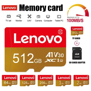 Карта флэш-памяти Lenovo 2 ТБ Extreme PRO 128 ГБ 256 ГБ 512 ГБ A2 U3 V30 4K Micro TF / SD Карта 1 ТБ Flash TF для Nintendo Switch