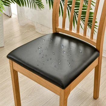 Квадратный чехол для подушки стула PU Кожа Водонепроницаемые чехлы для кухонных обеденных сидений Съемные чехлы для подушек сиденья стула в столовой