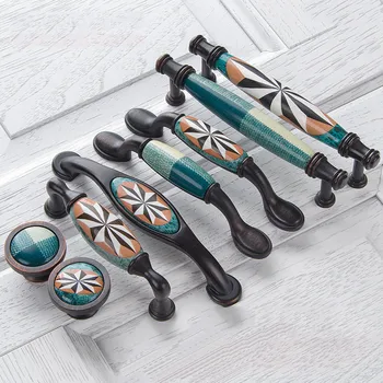 Керамические дверные ручки Европейские антикварные мебельные ручки Выдвижные ящики Ручки и ручки кухонного шкафа