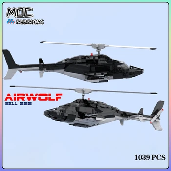Классический ТВ Драма Военный MOC Airwolf Bell 222 Строительный блок Сборка модели DIY Мальчик Игрушки Коллекция Дисплей Подарки