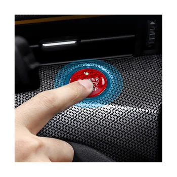  Кнопка запуска двигателя Настоящая наклейка из углеродного волокна Крышка кнопки для Ford Mustang Mach-E 2021 2022 (черный)
