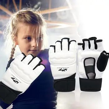 Кожаные боксерские перчатки с половиной пальца Детские перчатки для каратэ Перчатки для каратэ Мешок с песком для тхэквондо Перчатки ММА Муай Тай
