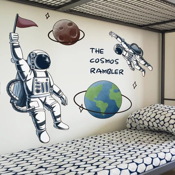 Космические астронавты Наклейки на стену DIY Планеты Наклейки на стену для детских комнат Детская спальня Детская детская Украшение дома