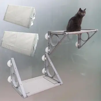  Кошачий гамак Сетчатый тканевый оконный насест с присосками для домашних кошек Игровые игрушки для балконных приютов для домашних животных Простота сборки