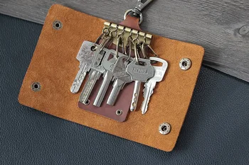 Кошелек для ключей с защитой от потери Кожаная сумка Crazy Horse Компактный держатель ключей Кошелек Чехол для ключей