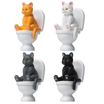 Кошка на туалете Статуя Пейзаж Статуэтка Мини Сад Миниатюры Орнамент Дом