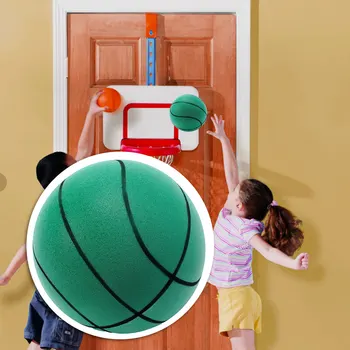 Крытый бесшумный баскетбол Спортивные надувные мячи Пенопластовый материал высокой плотности Дети Взрослые Мяч Тренировка Бесплатная портативная сетка