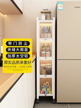 Кухонный шкаф с ультраузким швом, от пола до пола, несколько слоев, передвижной холодильник, небольшие зазоры рядом со стеной, хранение