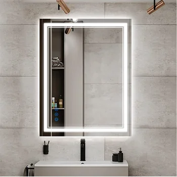  Лидер продаж Индивидуальные настенные стеклянные волшебные зеркала для ванны Сенсорный экран Диммер Светильники для ванны Умное светодиодное зеркало для ванной комнаты