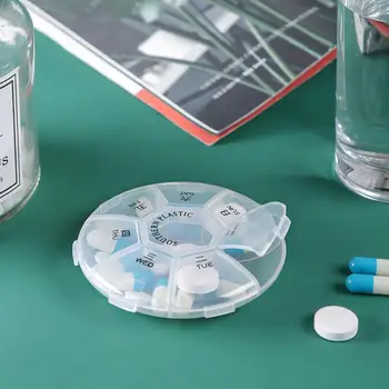  Маленькая прозрачная еженедельная коробка для таблеток 7 сеток Коробка для хранения лекарств Органайзер для лекарств Диспенсер для таблеток Разветвители для путешествий Дропшиппинг