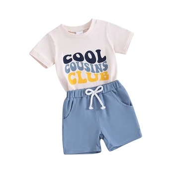  Малыш Мальчик Короткий комплект Футболка Короткая детская верхняя одежда Пасхальные наряды Одежда