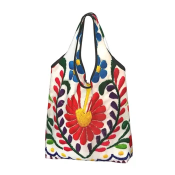Мексиканские цветы Продуктовый магазин Tote Женская сумка на плечо Сумка для покупок на заказ Сумка большой емкости