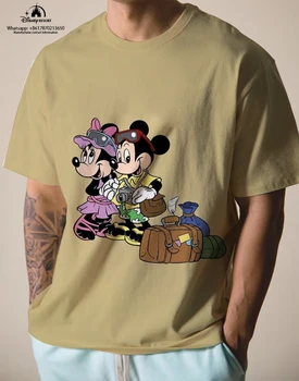 Микки Бой Новое лето Harajuku Street Аниме Повседневная тенденция Универсальный бренд Disney Принт Мода Мужская футболка с круглым вырезом 2023