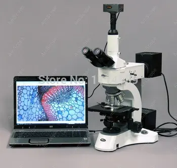 Минералогический микроскоп-AmScope поставляет металлургический микроскоп 50X-2500X с темным полем и поляризационными функциями