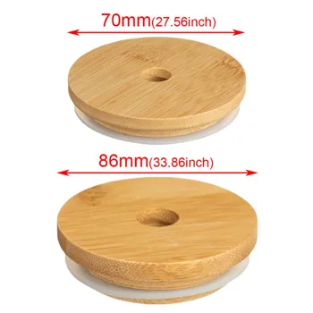  Многоразовые крышки из бамбукового дерева Различные размеры Крышки для банок Mason Негерметичные силиконовые уплотнительные деревянные крышки Консервирование Принадлежности для хранения