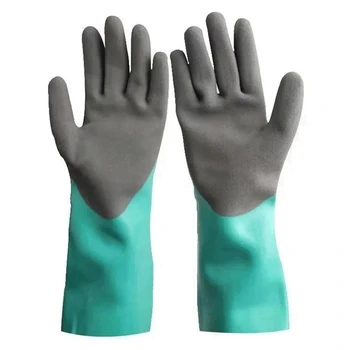 Многоразовые сверхмощные безопасные рабочие перчатки кислотные противоскользящие и противорежущие резиновые перчатки 2 шт.