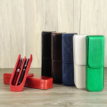 Многоцветные кожаные пеналы Упаковка из 2 предметов Ручка ручной работы Съемная студенческая ручка для хранения Чехол для ручки Школьные принадлежности
