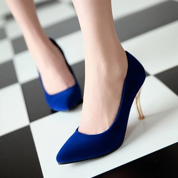 Мода Высокие каблуки Туфли Женская обувь Черный Красный Синий Женская обувь на каблуке Вечеринка Офис Свадебная обувь Дамы Большой размер 32-48 T522