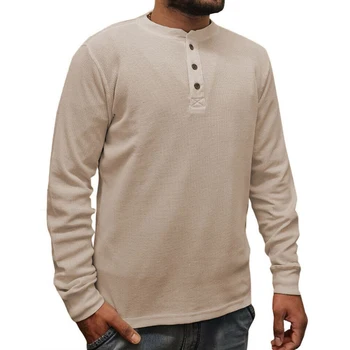 Мужская облегающая повседневная рубашка с длинными рукавами Дышащий свитер Мягкий верх Трикотаж